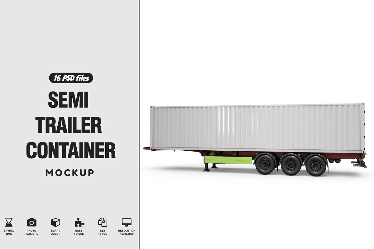 Semi Trailet Container Mockup in Mockup Templates - product preview 8