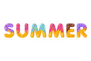 Donut cartoon summer biscuit font