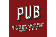 Pub vintage 3d vector lettering