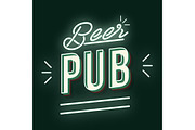 Beer pub 3d neon light lettering