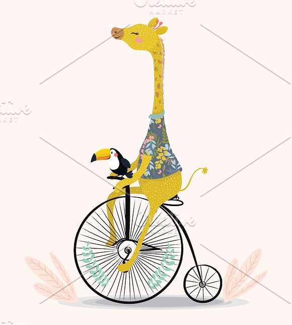 Cute giraffe vector.Animal pattern. in Illustrations - product preview 1