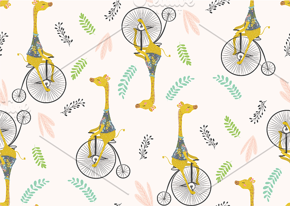 Cute giraffe vector.Animal pattern. in Illustrations - product preview 2