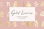 Valentine Gold Leaves-PNG 36 Element