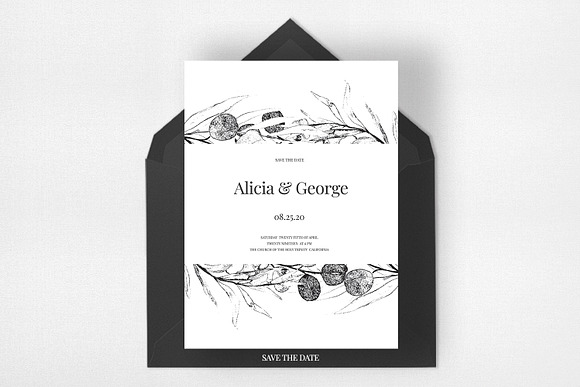 Black Eucalyptus Wedding Suite in Wedding Templates - product preview 3
