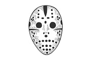 Goaltender mask sketch engraving