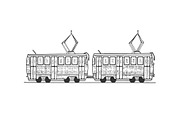Tram public rail transport sketch