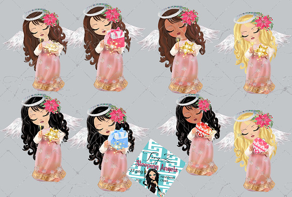 Sleeping Christmas Angels in Illustrations - product preview 2