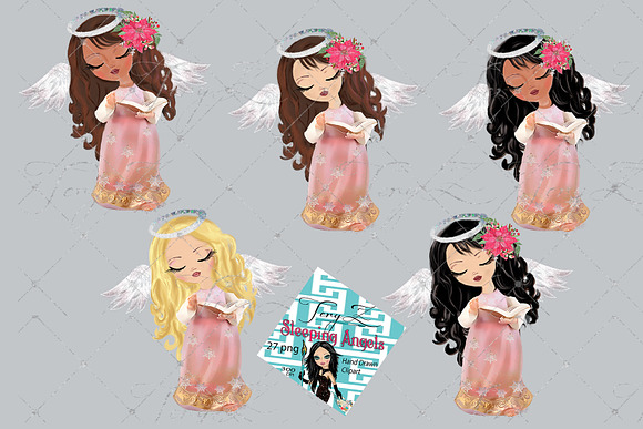 Sleeping Christmas Angels in Illustrations - product preview 3