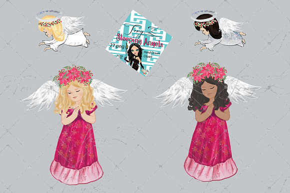 Sleeping Christmas Angels in Illustrations - product preview 4
