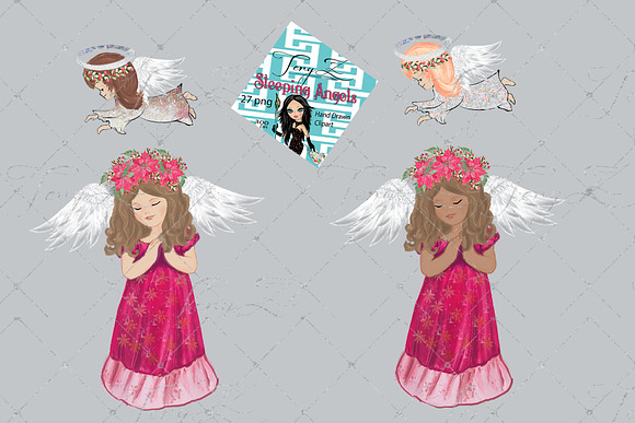Sleeping Christmas Angels in Illustrations - product preview 5
