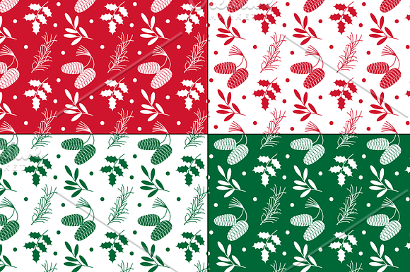 Seamless Red & Green Winter Patterns in Patterns - product preview 2