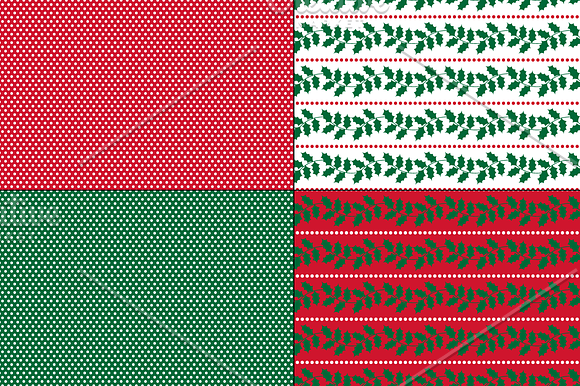 Seamless Red & Green Winter Patterns in Patterns - product preview 3