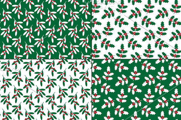 Seamless Red & Green Winter Patterns in Patterns - product preview 4