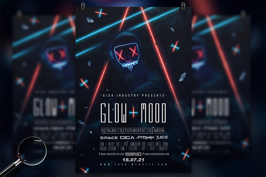 Glow Mood | Club & Deejay Flyer in Flyer Templates - product preview 8