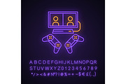 Video games neon light icon