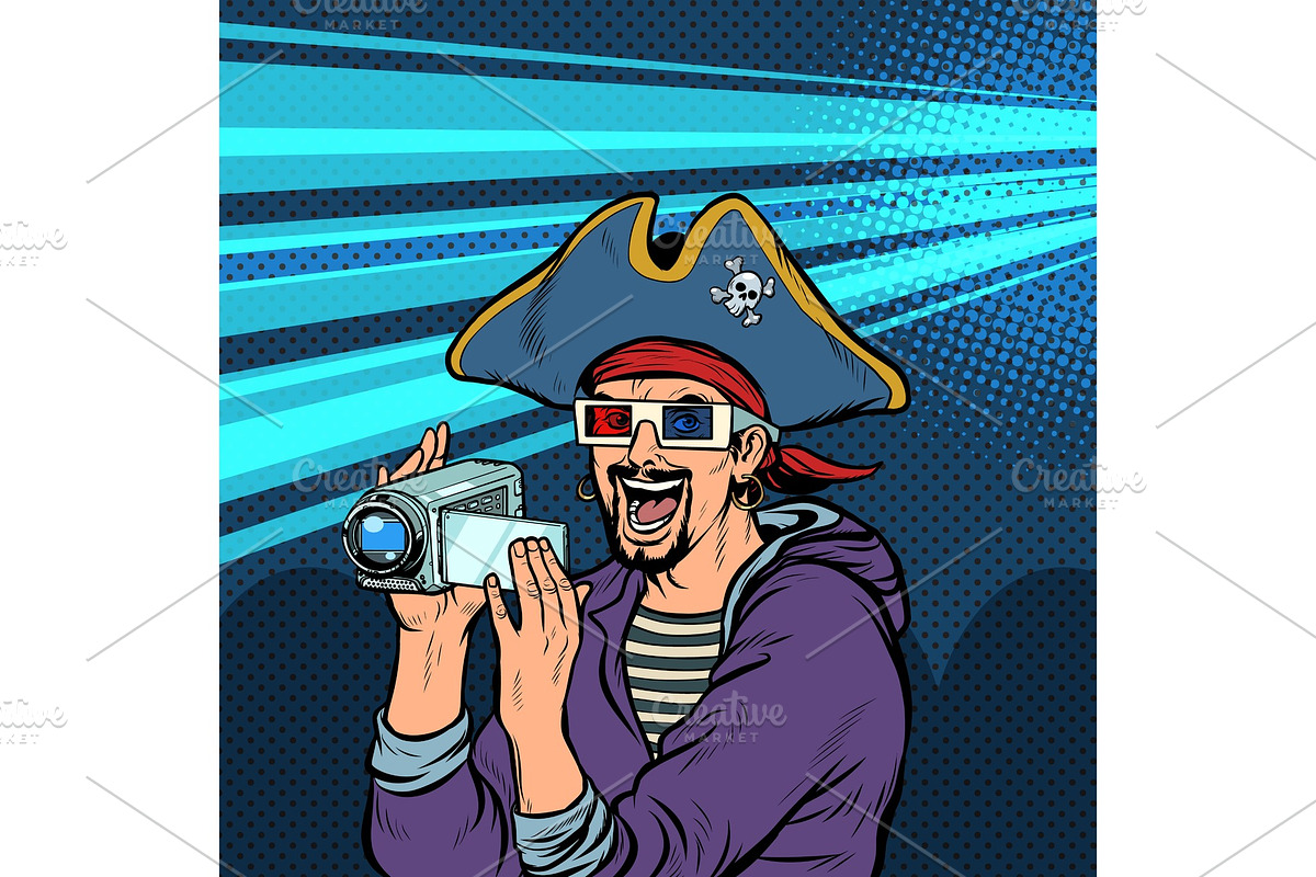 pirate shoots and watches adventure in Illustrations - product preview 8
