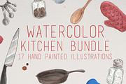 Watercolor Kitchen Illustrations