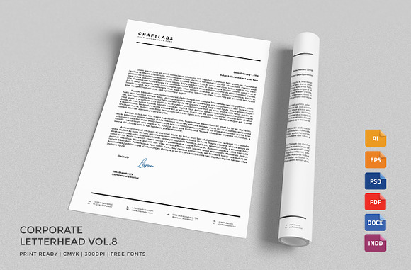Corporate Letterhead 8 with MS Word in Stationery Templates - product preview 4