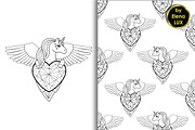 Unicorn Tattoo + Seamless Pattern