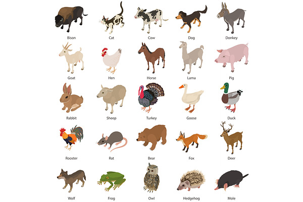 Animals collection icons set