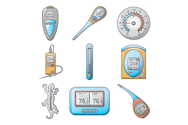 Thermometer indicators icons set
