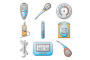 Thermometer indicators icons set