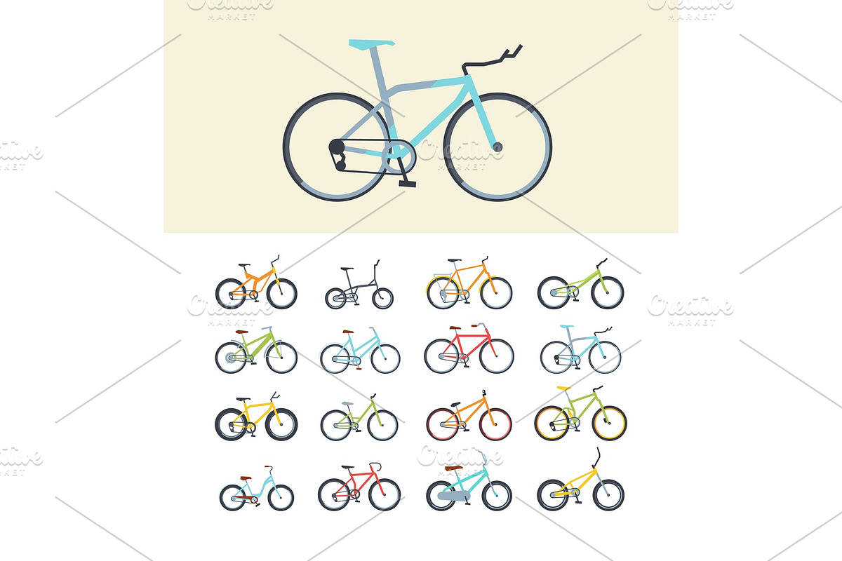 Types of modern bikes flat vector in Illustrations - product preview 8