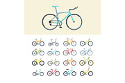 Types of modern bikes flat vector