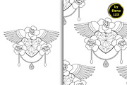 Heart, Wings and Roses Set
