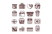 Present, gift packages glyph icons