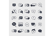 Chat symbols black glyph icons