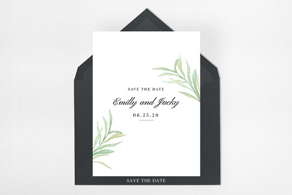 Modern Green Leaf Wedding Suite in Wedding Templates - product preview 3