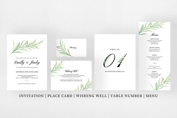 Modern Green Leaf Wedding Suite in Wedding Templates - product preview 4