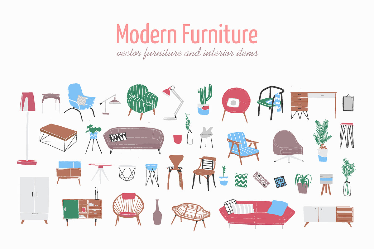Modern furniture set in Illustrations - product preview 8