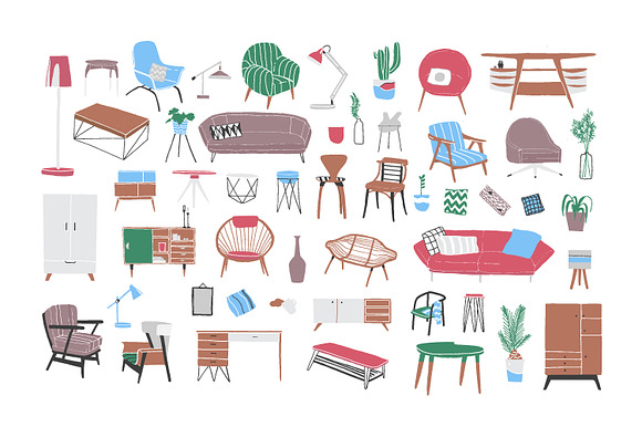 Modern furniture set in Illustrations - product preview 1