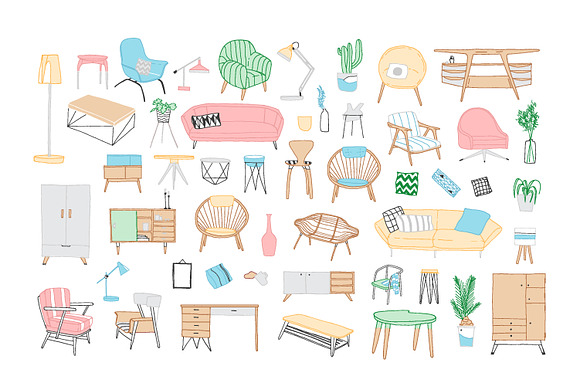 Modern furniture set in Illustrations - product preview 2