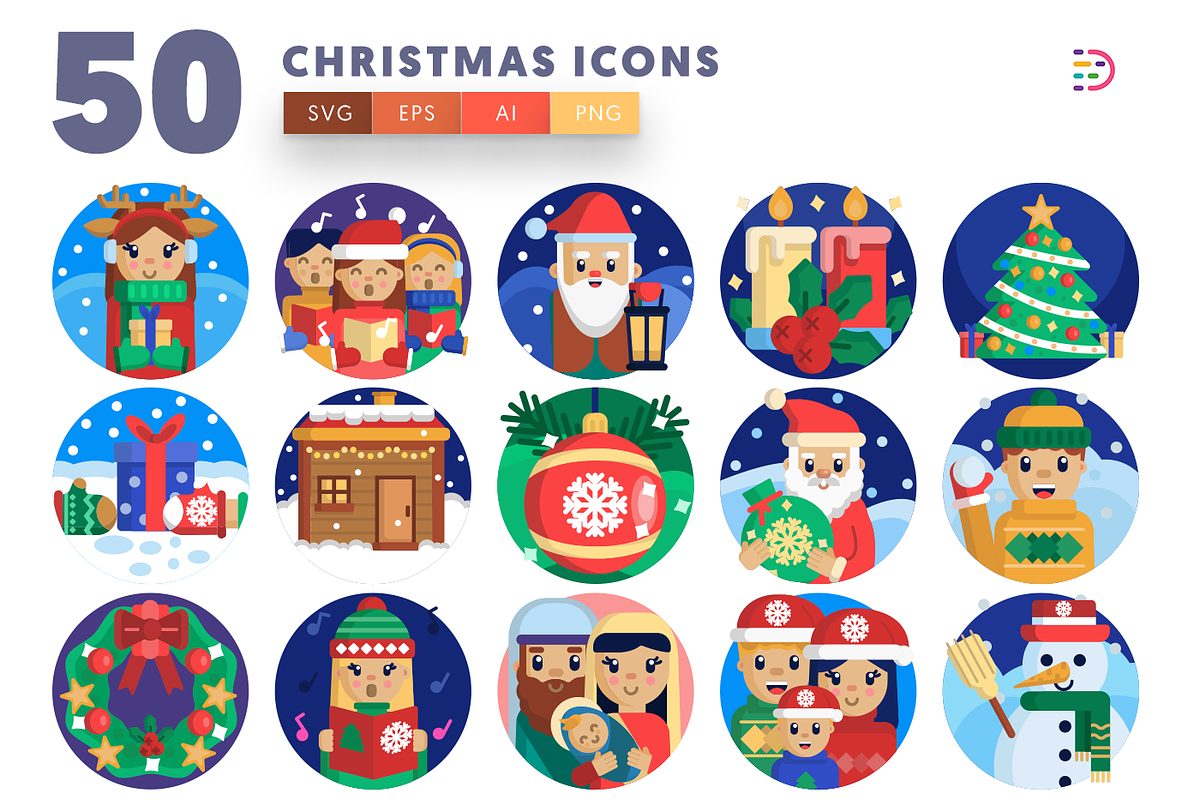 50 Christmas Icons in Christmas Icons - product preview 8