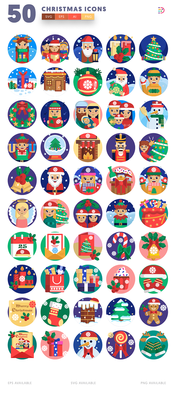 50 Christmas Icons in Christmas Icons - product preview 1