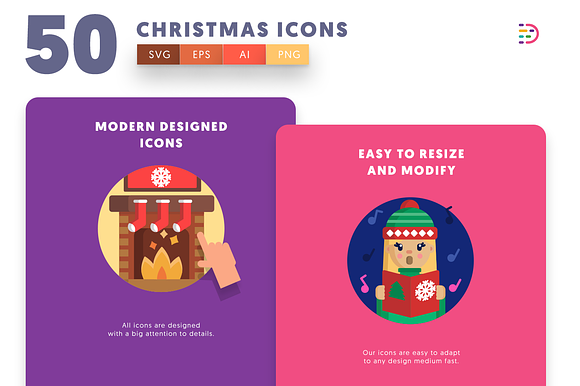 50 Christmas Icons in Christmas Icons - product preview 2