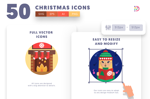 50 Christmas Icons in Christmas Icons - product preview 4
