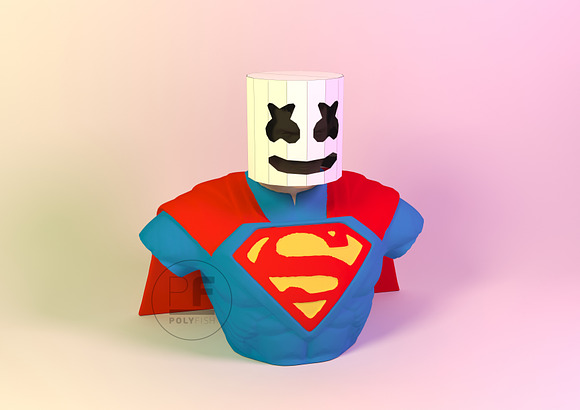 DIY Marshmello Mask 3D model in Templates - product preview 1