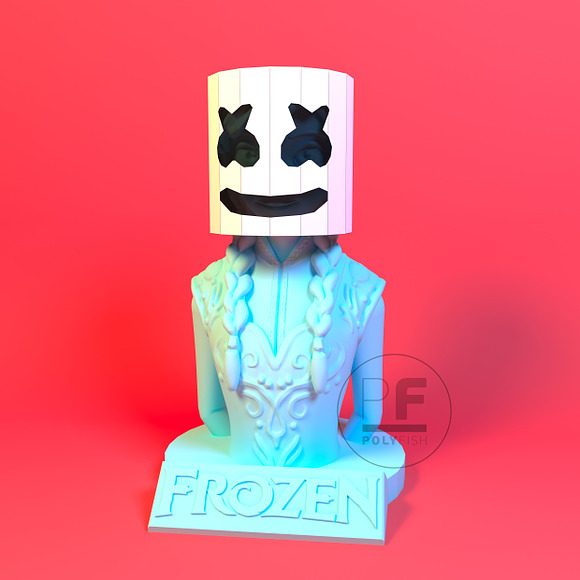 DIY Marshmello Mask 3D model in Templates - product preview 2