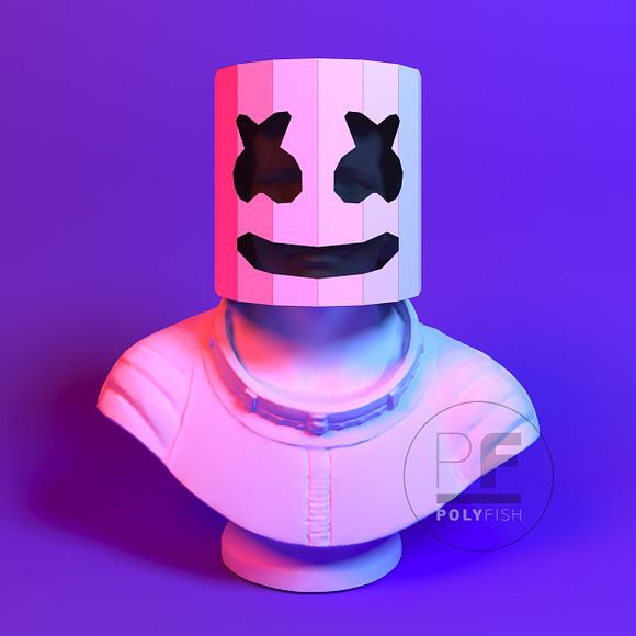 DIY Marshmello Mask 3D model in Templates - product preview 3