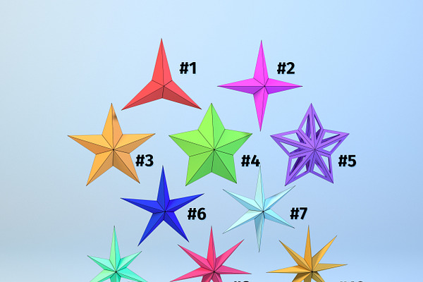 DIY Polygonal stars 3D model templat