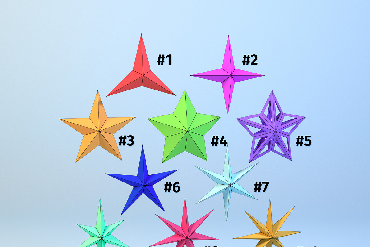 DIY Polygonal stars 3D model templat in Templates - product preview 8