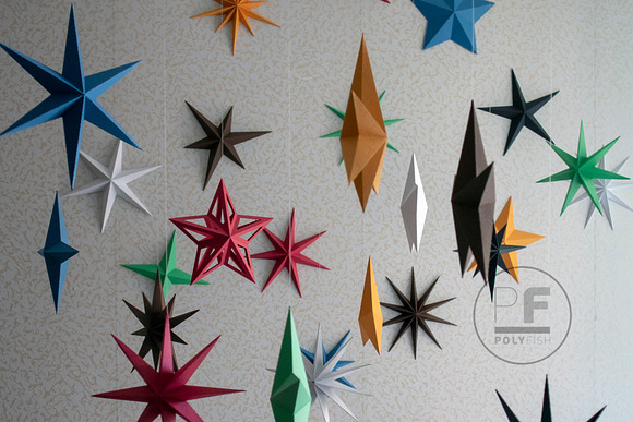 DIY Polygonal stars 3D model templat in Templates - product preview 2