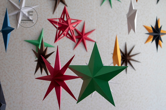 DIY Polygonal stars 3D model templat in Templates - product preview 4