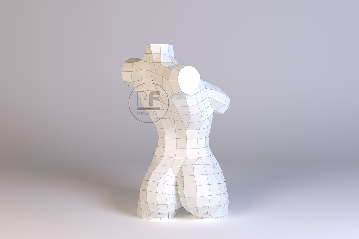 DIY Female torso 3D model template in Templates - product preview 8