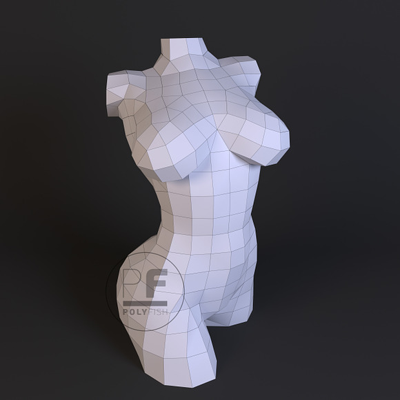 DIY Female torso 3D model template in Templates - product preview 1