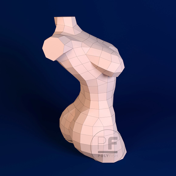 DIY Female torso 3D model template in Templates - product preview 2